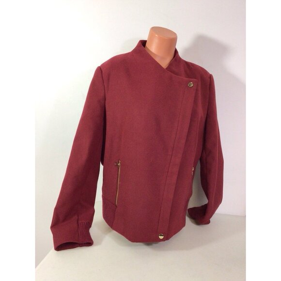 Deep Cherry Coat Oversized Bouclé Womens XL - Picture 2 of 14